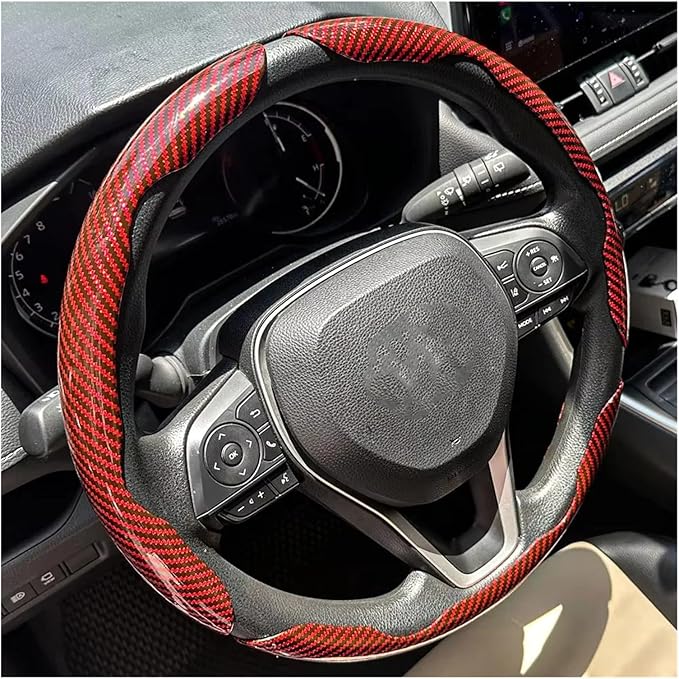 3PCS Universal Car Steering Wheel Cover - Warm Winter 38cm Round Glossy Laser Carbon Fiber fit for Interior Accessories(3PCS Purple)