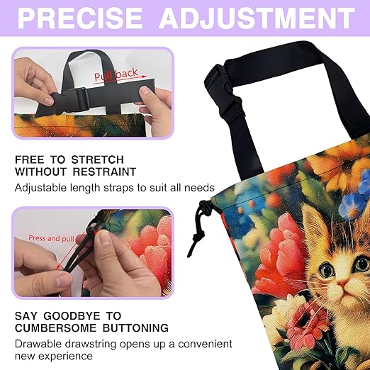UUCBTAH Car Trash Bag Cute Cat Surrounded by Flowers Car Trash Bin Leakproof Waterproof Car Trash Can for Back Seat, Foldable Car Garbage Bag with Adjustable Straps and Drawstring for Car Accessories