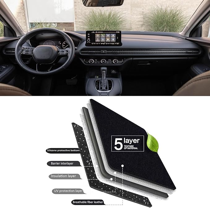 Upgraded Dashboard Mat for 2023-2025 Honda HR-V Polyester Dashcover UV Protection Non-Slip Windshield Reflective Instrument Cover Interior Accessory Black