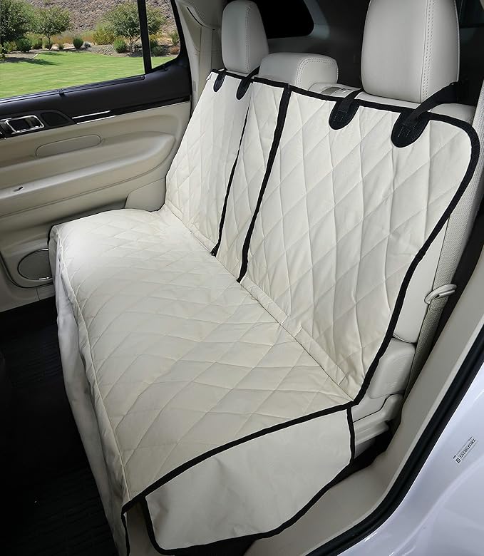 4Knines Dog Hammock for Full Size Trucks & Large SUVs (XL, Tan) – Bench Seat Covers for Trucks with 60/40 Split Seats - Armrest & Seatbelt Access – Waterproof, Easy Install, Machine Washable