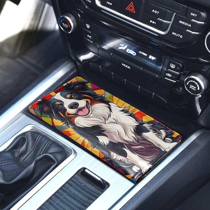Cute Stained Glasses Australian Shepherd Dogs Car Registration and Insurance Holder Vehicle Glove Box Organizer Car Accessories Wallet Case for Women Men 202b8656