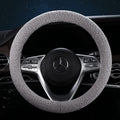 Furry Winter Car Steering Wheel Cover for Women, Soft Fleece Plush Warm Universal Auto Accessories for Jeep, Truck, Van, F150, Fuzzy, Anti Slip, Gray, Large Size, 15.2-16in