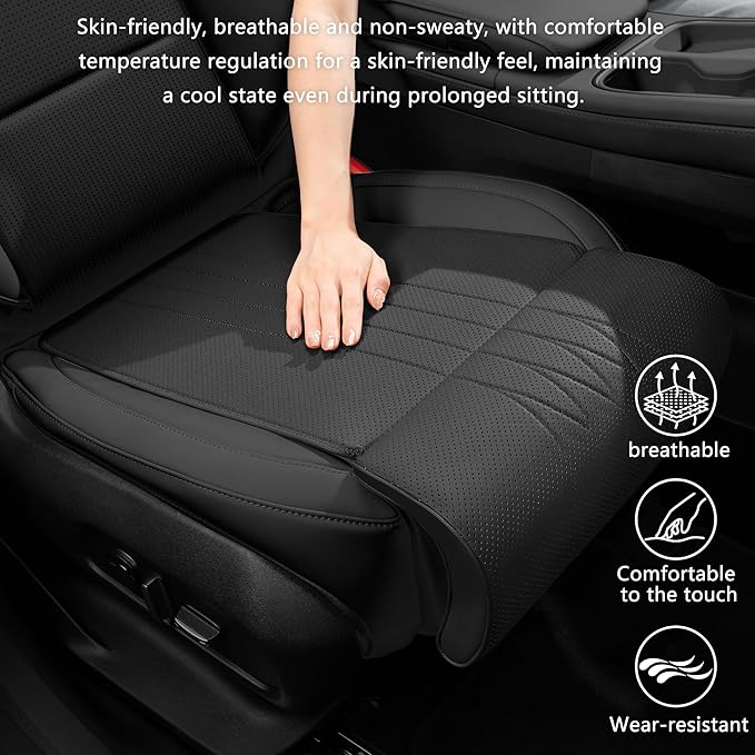 Car Seat Extender Leg Extender Support Cushion for Driver Seats Office Chair, Leather Auto Bottom Seat Protector Cover with Leg Extender, Car Seat Cushion Legs Rest Pads, Black