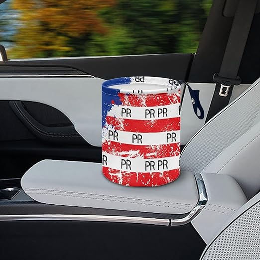 Car Trash Can with Hanging for Back Seat, Car Accessories for Women Men Automotive Garbage Cans Vehicle Trash Can for Truck SUVPuerto Rico Flag