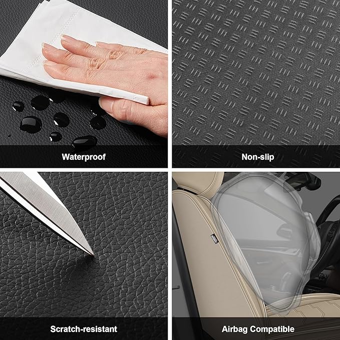 DISUTOGO Seat Covers Fit for Maxima 2011-2023 Seat Covers Full Set Car Seat Covers Faux Leather Breathable Waterproof Car Seat Protector (5 Seats, Beige)