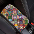 CREATCABIN Car Center Console Pad Flower Auto Armrest Seat Box Cover Car Armrest Pad Auto Center Console Cover with Bands Smooth Fabrics Soft and Comfortable for Vehicle SUV Truck 12.6×7.5in