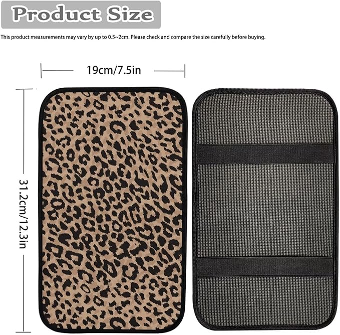 Horeset Brown Leopard Print Auto Console Armrest for Men Women Accessories Interior Decor, Car Center Console Arm Rest Pad Fit Most Vehicle