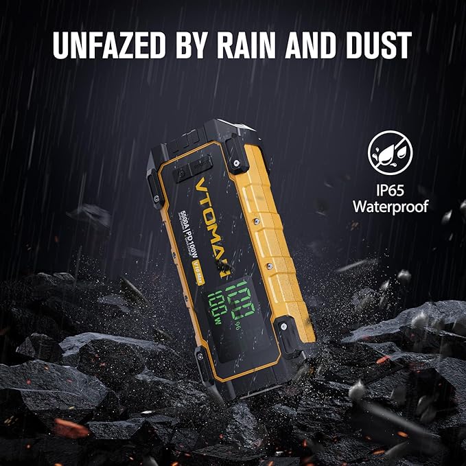 VTOMAN V10 Max 5500A Jump Starter with 100W USB-C Fast Charger Car Battery Jumper Starter Portable for All Gas or 12L Diesel Engines,12V Jump Strart Booster Pack, Jump Box Comes with 100W Car Charger