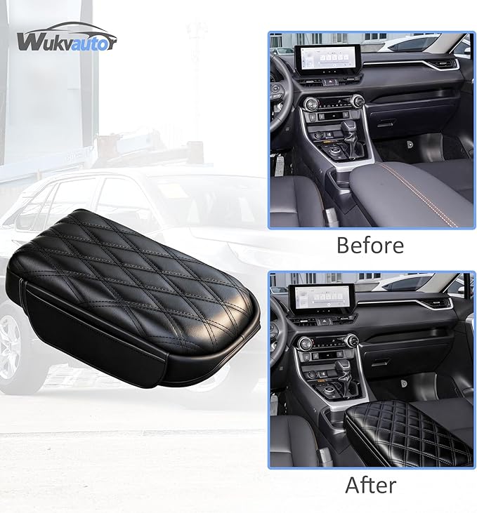 Center Console Cover for 2019-2025 Toyota RAV4 Center Consolce Cover 2025 RAV4 Armrest Cover Cushion Pad for Toyota RAV4 Accessories PU Leather