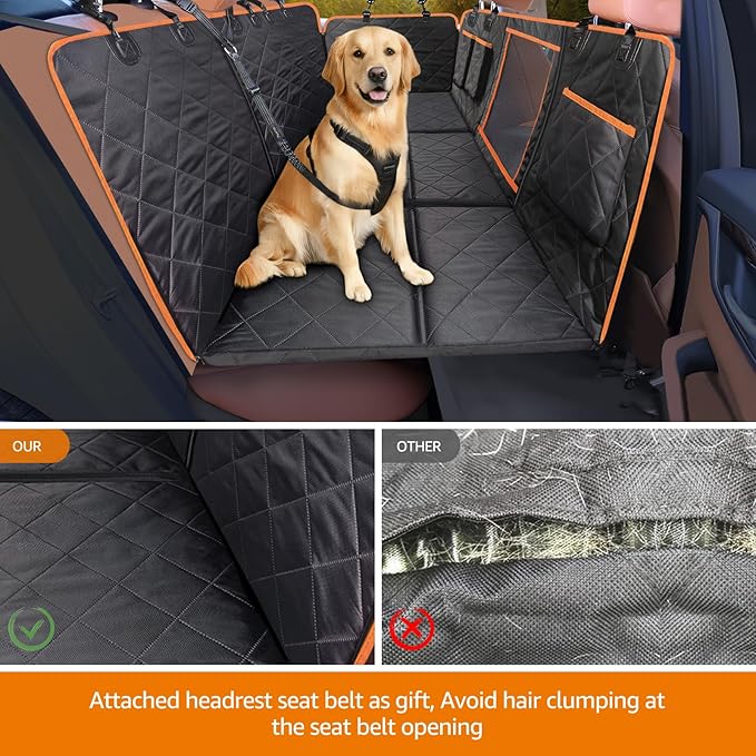 iBuddy Car Seat Cover for Dogs Offer Large Space Hard Bottom Back Seat Extender Support 420LB, Waterproof Dog Hammock Protects Rear Seat from Fur, Scratches and Dirt for Car/SUVs Easy to Clean