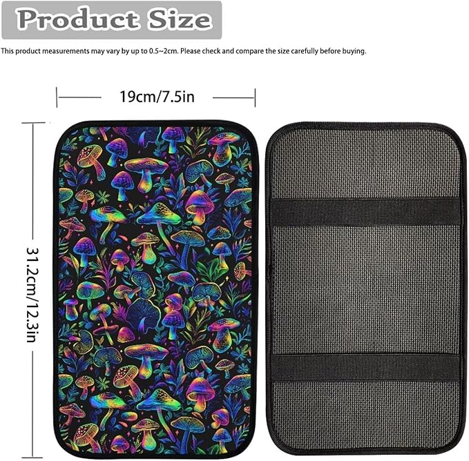 Cute Mushroom Car Armrest Cover Center Console Pad, Universal Armrest Cover for SUV Truck, Auto Accessories for Women Men