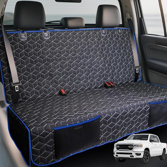 Meginc Back Seat Cover for Dogs, Washable Bench Seat Covers for Trucks,Dog Car Seat Covers for Ford f150/Ram1500/Nissan Frontier/Toyota Tacoma/GMC Canyon/Silverado (Blue)