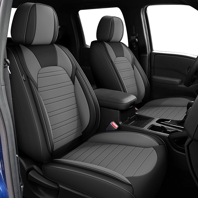 Ahsrnl Seat Covers Fit for Subaru WRX 2015-2025 2026 Faux Leather Waterproof Seat Covers（2PCS Front Pair, Black & Gray