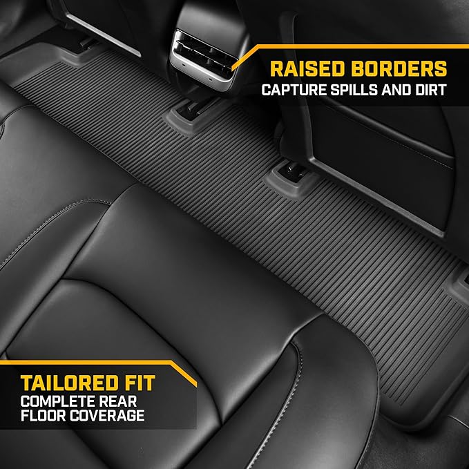 Cat® JustFit™ 3D Floor Mats for Tesla Model 3 2017–2024 Custom Fit Floor Mats Full Set, All Weather Waterproof TPE Car Mats, Heavy Duty Tesla Model 3 Accessories for Ultimate Interior Protection