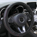Car Steering Wheel Cover, 15 inch Microfiber Leather Carbon Fiber Soft Anti-Slip Breathable, Universal Size Elastic Car Accessory for Most Cars (Black)