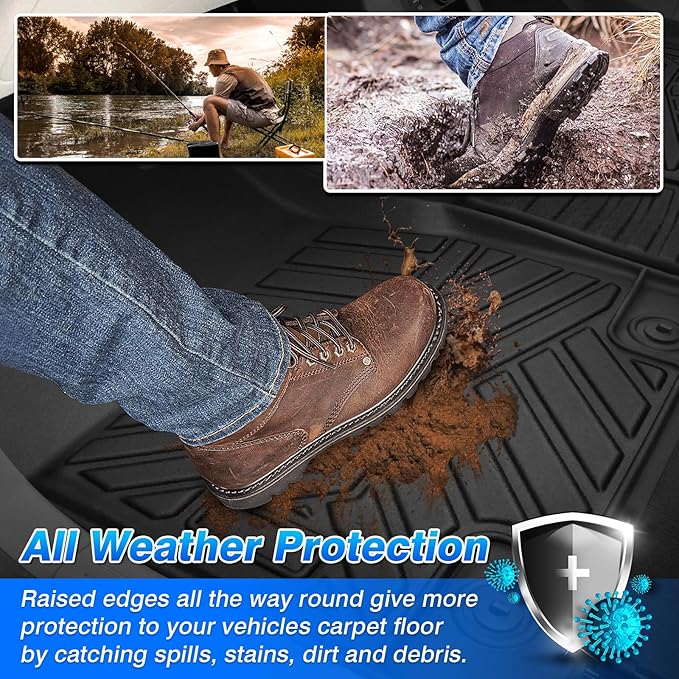 Cartist Floor Mats Fit for Ford Ranger 2024 2025 2026, All Weather Floor Liner for Ranger Accessories, Heavy Duty Car Mats Black