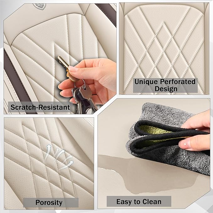 JGDL Car Seat Covers for Subaru Crosstrek 2016-2026, 2 Piece Set Nappa Leather Non-Slip Seat Protectors, Breathable Seat Cover Set. (Standard 2 Seats, Beige)