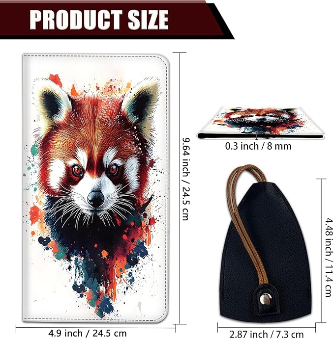Car Document Holder with Magnetic Shut, Car Registration and Insurance Card Holder, Vehicle Glove Box Organizer Documents, Driver License, Auto Paperwork Organizer Wallet, Colorful Raccoon Portrait
