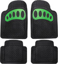 FH Group Automotive Floor Mats - Heavy-Duty Footprint Design Rubber Floor Mats for Cars, Universal Fit Full Set, ClimaProof Floor Mats, Trimmable Floor Mats For Most Sedan, SUV, Truck Floor Mats Green