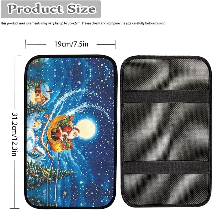 Mintutlipy Santa Claus Sleigh Car Center Console Cover Car Seat Box Cover Anti-Scratch Dust Proof Armrest Protector for Pets Dogs Carts