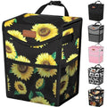 Pritent Car Trash Can with Lid, Cute Leakproof Car Trash Garbage Bag Hanging Vehicle Trash Bin Small Portable Automotive Garbage Cans Organizer for Back/Front Seat/Console(Trapezoid,Sunflower)