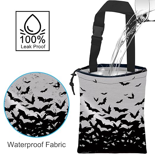 Car Trash Bag Hanging Abstract Black Bat Car Trash Can Waterproof Garbage Bag Hanging for Car Back Seat