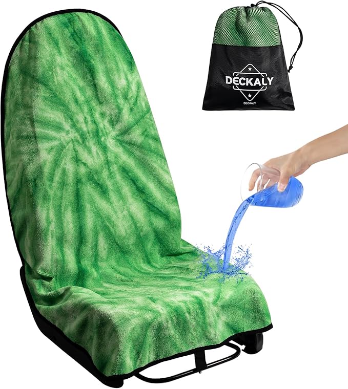 Car Seat Towel Covers with Storage Bag, Waterproof Sweatproof Towel Seat Cover Universal Front Seat Covers Machine Washable Non-Slip Seat Protector for Gym Workouts(Green, 1Pcs Front Seat Cover)