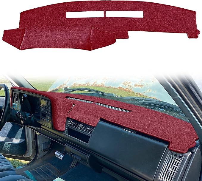 Yiz Dash Cover Mat for Chevy Chevrolet Silverado/GMC Sierra C1500 C2500 C3500 K1500 K2500 K3500 Pickup Truck 1988-1994, 1992-94 GMC Yukon/Chevy Blazer Suburban Dashboard Pad Carpet (88-94 Maroon) Y25