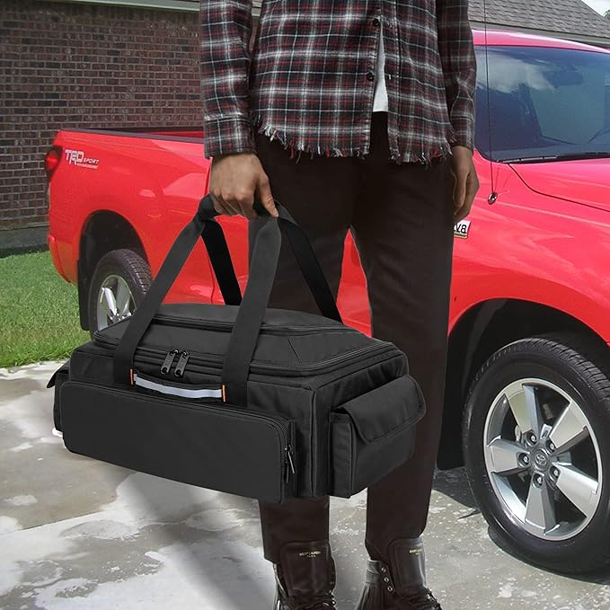samdew Under Seat Storage Bag, Truck Organizer Backseat for SuperCrew & Crew Cab, Rear Seat Storage Case for Trucks Compatible with F150, Underseat Tool Box with Multiple Pockets, Bag Only