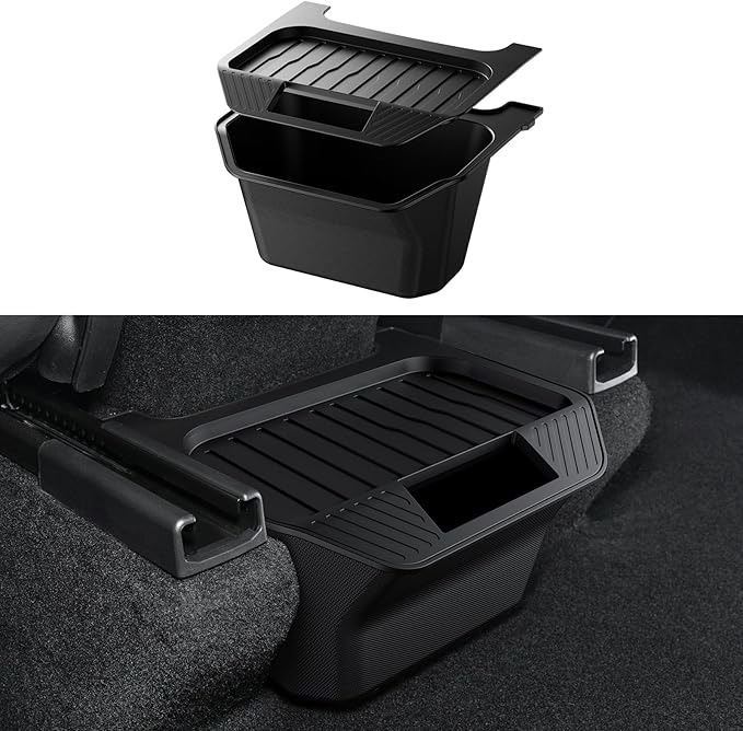 Motrobe 2026 Tesla Model Y Juniper Trash Can Rear Center Console Organizer Backseat Storage Box with Anti-Slip Lid Garbage Can Model Y Juniper Accessories(Standard/Premium/Performance 2025/2026)