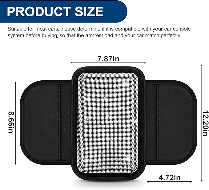 Center Console Cover Fit for VW/Volkswagen CC Premium Leather Car Armrest Cover with 2 Storage BagsStorage Box Waterproof Car Arm Rest Covers(Black)