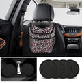 Big Ant Car Cup Holder Coaster and Car Trash Can Bin for Back Seat Leak Proof, Leopard print Cute Trash Bag Hanging, for SUV Truck Van,Automotive Vehicle Garbage Cans Front Seat Storage Pockets
