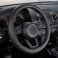 SEG Direct Black Car Steering Wheel Cover Small Size 14-14.25 inch (35.5-36 cm), for Prius Civic Model 3 Model Y Camaro, Breathable Microfiber Leather