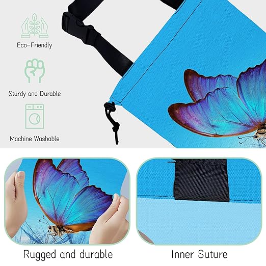 NHNXHWIA Blue Butterfly Car Garbage Bag,Dandelion Waterproof Small Car Trash Bag Hanging Back of Seat,Drawstring Hanging Car Trash Bag with Adjustable Buckle for Car Accessories