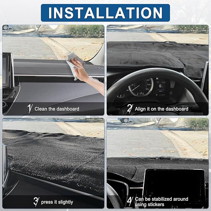 Amiss Dash Mat Dashboard Cover, Fits for Toyota Corolla Cross 2022 2023 2024 2025, Anti-Reflective Non-Slip Dashboard Cover Mat Pad Carpet, Car Accessories Interior for Custom Fit Dash Cover