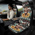 Oramclsy Aztec Tribe Car Seat Covers for Men Highland Cow PU Breathable Armrest Pad PU Breathable Seat Belt Covers 5 Pack Set Accessories Decor Easy to Install