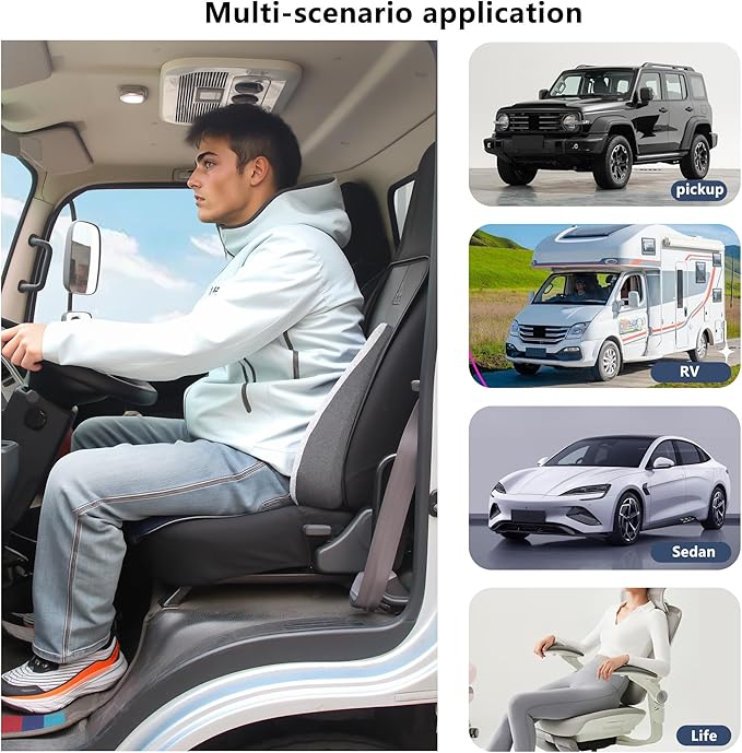 Car Seat Cushion, 2 in 1 Car Seat Cushion or Lumbar Support, Ergonomic Memory Foam Seat Cushions for Car Truck Sedan Home Office, Grey