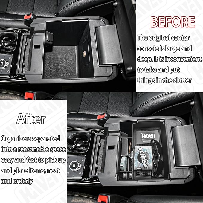 Center Console Organizer Compatible with Ford Explorer 2020 2021 2022 2023 2024 2025 2026 Interior Accessories, Coin Holder Armrest Secondary Storage Box Container Insert Divider Tray, Black