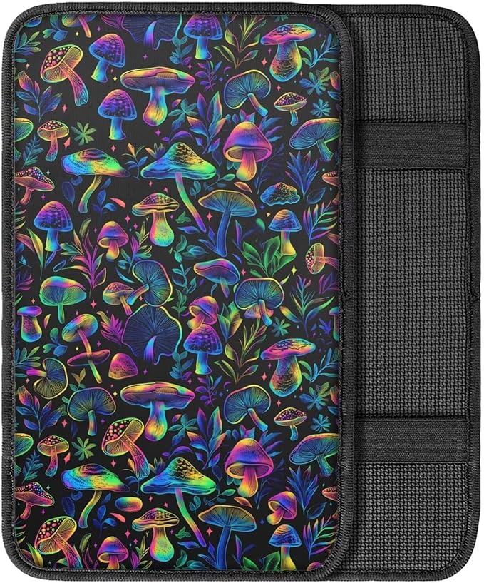 Cute Mushroom Car Armrest Cover Center Console Pad, Universal Armrest Cover for SUV Truck, Auto Accessories for Women Men