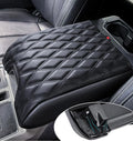 Center Console Cover Compatible with Ford F150 2015-2020, F250 F350 F450 2017-2022, Expedition 2018-2024, PU Leather Armrest Box Cover, Truck Interior Accessories, Anti-Scratch Protector
