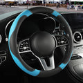 Binsheo Microfiber Leather Steering Wheel Cover, Breathable, Anti Slip, 13.5 inch to 14 inch, Black with Blue