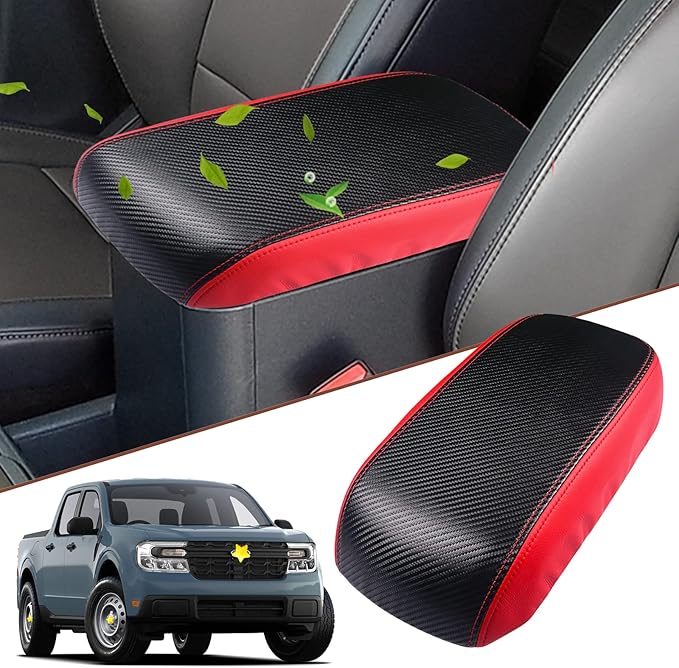 SKTU for 2022 2023 2024 2025 2026 Ford Maverick Armrest Cover 2022-2026 Maverick Center Console Cover Maverick Armrest Pad 2023 2024 2025 2026 Maverick Accessories Center Console Cushion (Red Line)