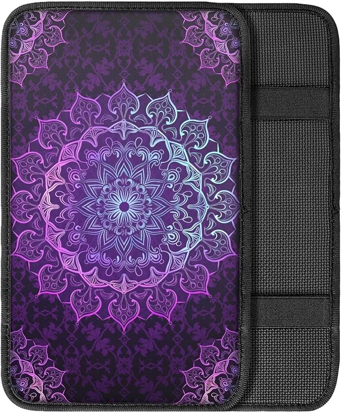Mintutlipy Purple Mandala Car Center Console Cover Car Decoration Accessories for Women Wear Proof Car Armrest Protector