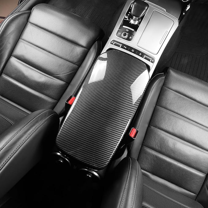 Carbon Fiber Style ABS Car Central Console Armrest Cover Armrest Cushion Cover Center Console Box Pad Compatible with Kia Stinger 2017-2024 Accessories