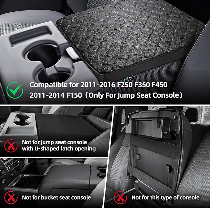 Center Console Cover Fit for 2011-2016 Ford F250 F350 F450 Super Duty 2011-2014 F150 with Jump Seat Console, Armrest Cover Console Cover, Customized Accessories (Only Jump Seat)