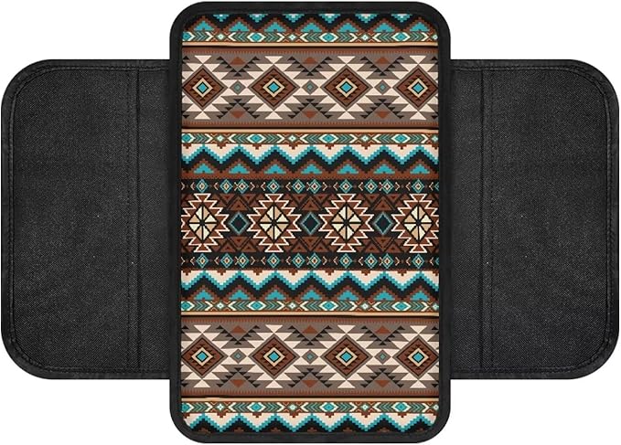 Boatee Navajo Auto Center Console Cover Southwest Arm Rest Cover for Car Easy to Install Dust-Proof Car Console Organizer Center Console Cover Comfort Car Center Console Cushion Pad Brown