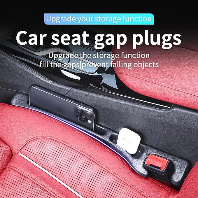 Wuzno No-Drop Seat Guard, 2 Pack Car Seat Gap Filler Stopper/Catcher Between Seat and Console Black Car Accessories Crevice Blocker Pad Plug Seat Gap Guard YMT-A02