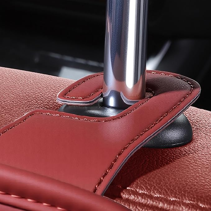 2-Pack Car Seat Back Cup Holder Organizer, Faux Leather Car Cup Holders with Hooks, Universal Backseat Storage for Drinks, Bottles & Travel Accessories (Red)