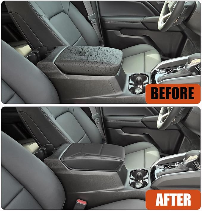 Center Console Cover for Chevy Colorado/GMC Canyon - Soft Armrest Cover for Colorado Canyon 2023 2024 2025 2026 ZR2 Z71 Trail Boss LT WT Elevation AT4 Denali AT4X Accessories - Black Stitch