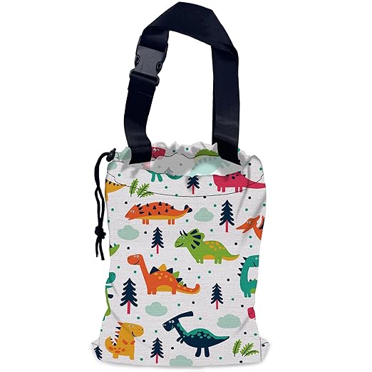 NHNXHWIA Cartoon Dinosaurs Car Trash Bag,Hanging Drawstring Car Garbage Bag,Waterproof Canvas Car Back Seat Organizer with Adjustable Buckle,for Vehicles,SUVs,Camping,Road Trips
